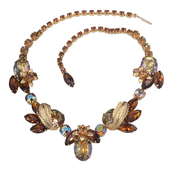 Albert Weiss Jewelry - Astounding Vintage Weiss Topaz Vitrail Rhinestone Necklace